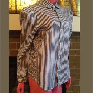 Greysn smocked button dront blouse M chambray